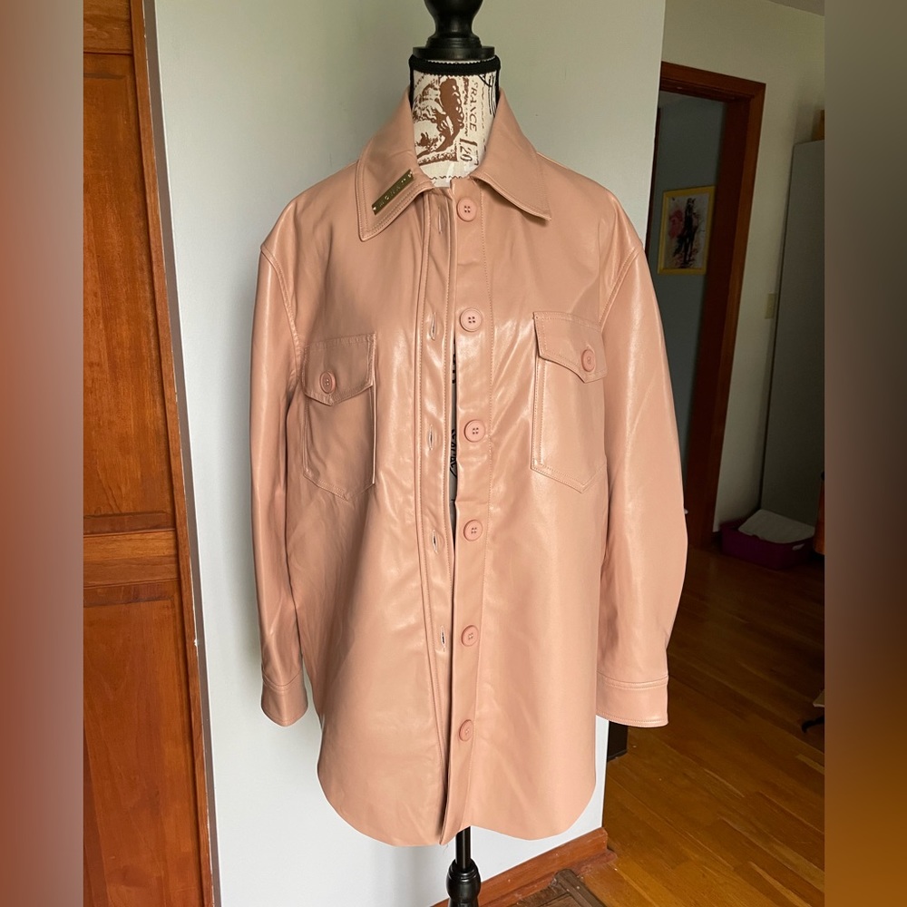 Monat Faux Leather Dress Shirt/Jacket, Size M